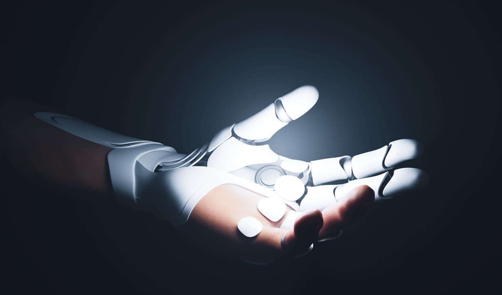 AI hand offering a glowing orb of knowledge