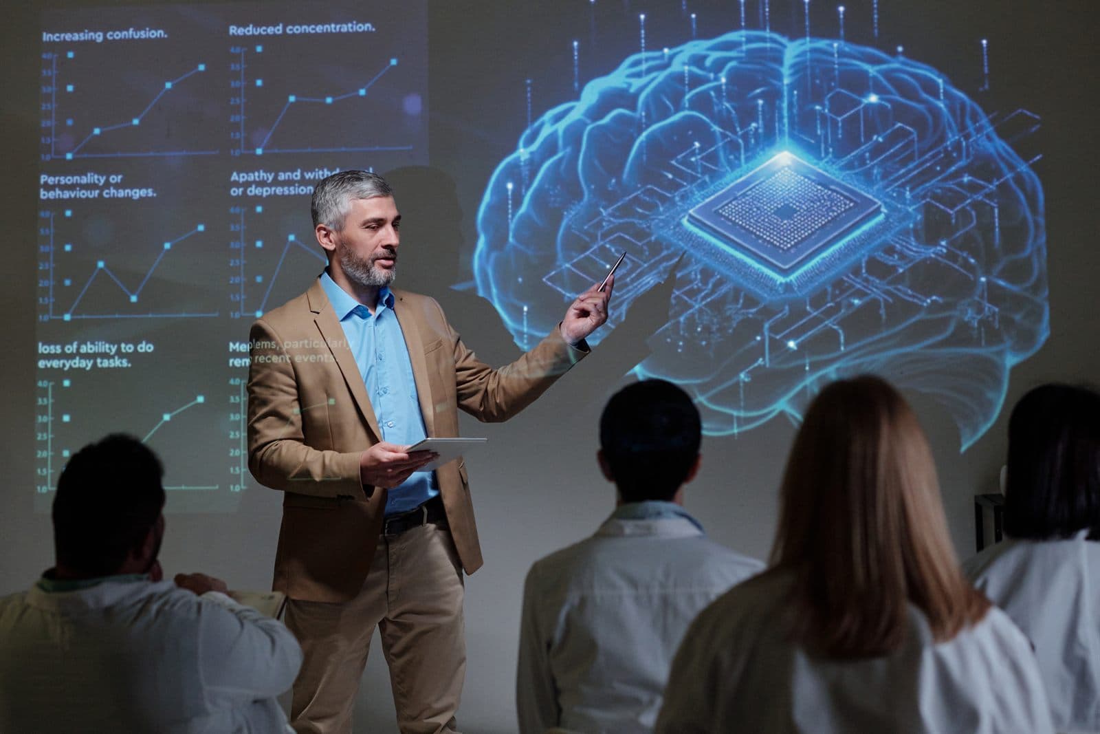 Coach presenting an analyzed brain of options to the user